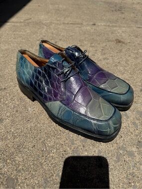 Rare Mauri for City Slicker Genuine Alligator Derby Shoes - Custom Vibram Sole